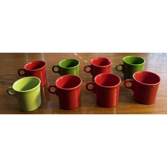 Homer Laughlin Other - Fiesta Set Of 8 Multicolor Ring Handle Coffee Mugs Fiestaware Cups HLC USA